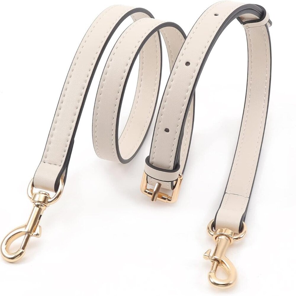 Women's Cream Leather Strap with Gold Hardware - Key & Card Holder Accessory